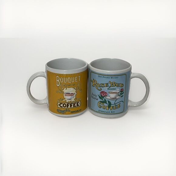 Lot Of 2 Syracuse NY Coffee Mugs Bouquet Roasted Rose Bud Brand - Picture 1 of 7